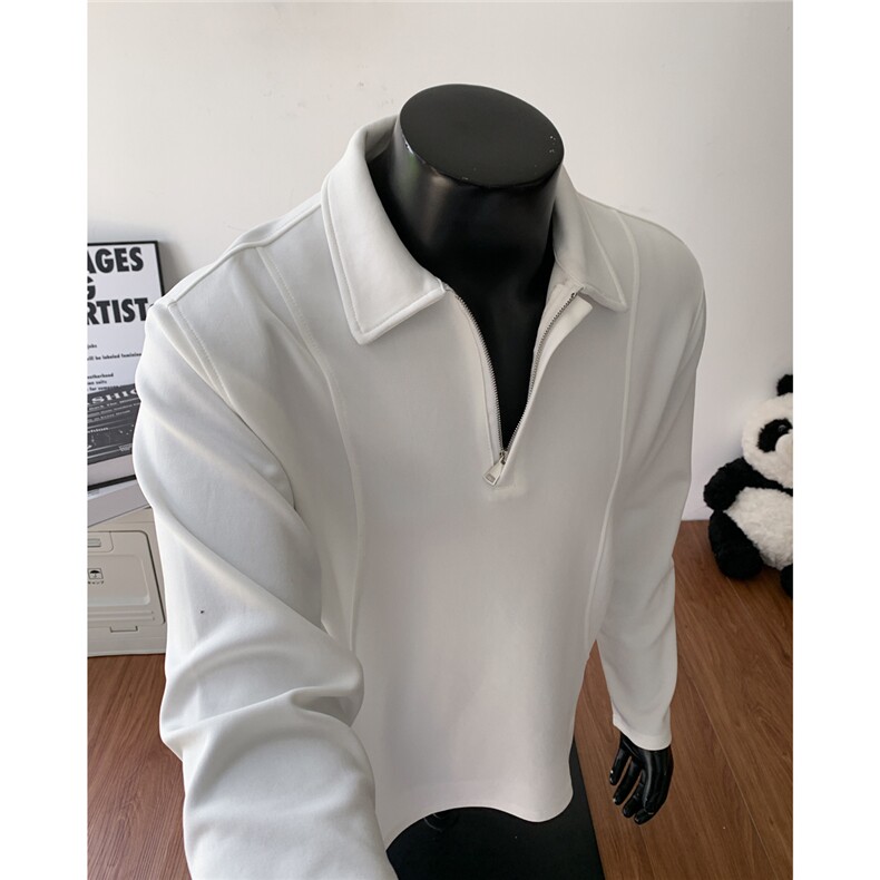 美式潮流秋季新品拉链polo衫T恤长袖男宽松情侣卫衣男TX221-P30,男装Polo衫,电商C213(原B265)