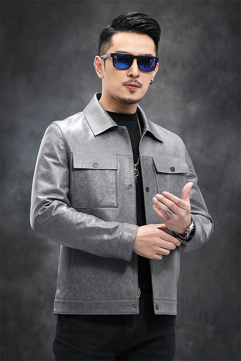 CMJ891秋冬新款男士皮夹克韩版修身绵羊皮外套P690,男装夹克,电商B360A（原721A）