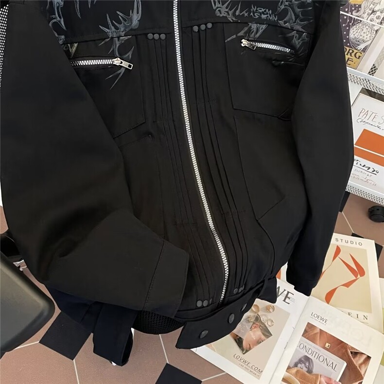 美式披荆斩棘款牛仔外套男春秋潮流设计感情侣高街夹克W9332/P86,男装工装外套,星座506B