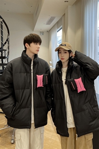 PU皮羽绒服冬季新款宽松港风情侣白鸭绒外套YR918-P150(控价198元图片