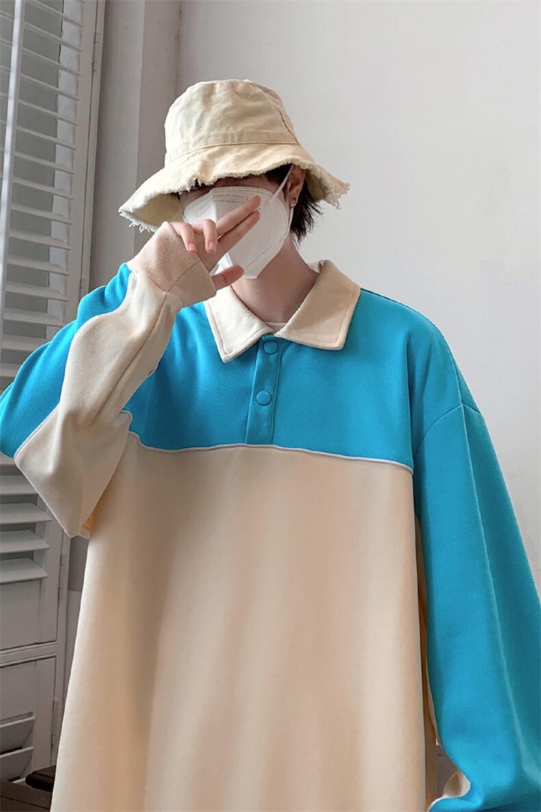 春装新品撞色拼接卫衣男女同款学生休闲运动衬衫WY021-P70控价98,男装卫衣,电商A441-1