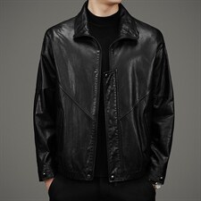 DLSN22053新款皮衣男头层山羊皮夹克翻领商务休闲男装P1000，男装皮衣，电商B360