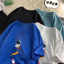 DX17165-P20纯棉短袖t恤男大码半袖打底衫宽松体恤衫平铺，男装T恤，电商A040