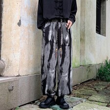 2026港风冰丝扎染抽绳大码M-5XL风休闲裤有套装88798P45，男装休闲套装，星座227-7