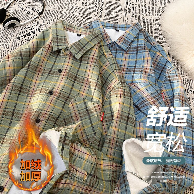 24年冬季加绒加厚格子衬衫长袖现货衬衫DS-C323-1-JR2109-P45图片