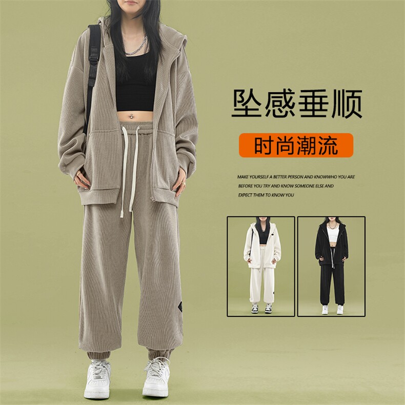 开衫连帽卫衣套装男潮牌重磅宽松休闲运动卫裤TZ852-特批-123图片
