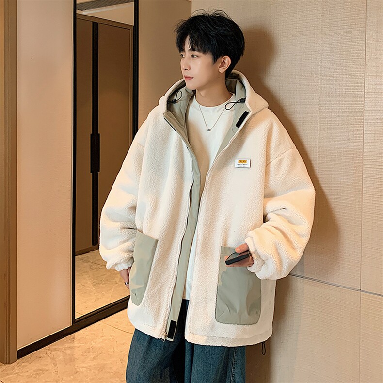 港风两面穿羊剪绒棉衣男宽松加厚棉衣外套MY8950-P98,男装棉衣,星座1204-3