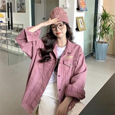 A172-P80欧美牛仔外套春秋短款复古粉色工装外套，男装工装外套，星座911