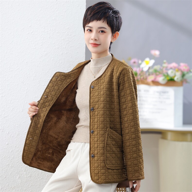 时尚女装冬季加绒加厚保暖外套显瘦修身短款棉服,女装短外套,余墨