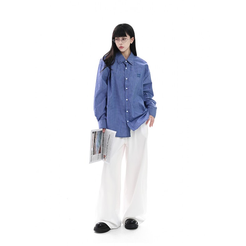 1506/GM1520/P35春秋新款格子衬衫日常休闲男女cleanfit长袖衬衫,男装衬衫,星座1506A