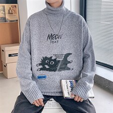 ！冬季加厚高领毛衣男潮流百搭印花针织衫毛线衣GM602P55，男装针织衫/毛衣，电商B220
