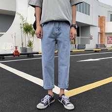 N183P55新款港风坠感阔腿牛仔裤休闲百搭宽松直筒哈伦九分裤，男装牛仔裤，电商D321A