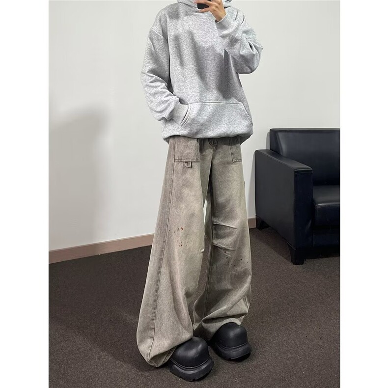 水洗泼墨牛仔裤男春秋款美式复古   B0052 P52图片