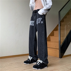 美式高街vibe复古水洗做旧牛仔裤男直筒裤子A061-W9980-P60控78，男装牛仔裤，电商A061-1