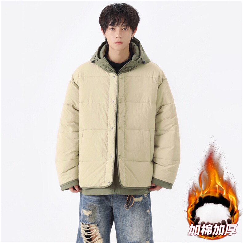 冬季加绒加厚假两件连帽男士防水保暖棉服大衣A406MY829P108,男装棉衣,星座309（原A406）