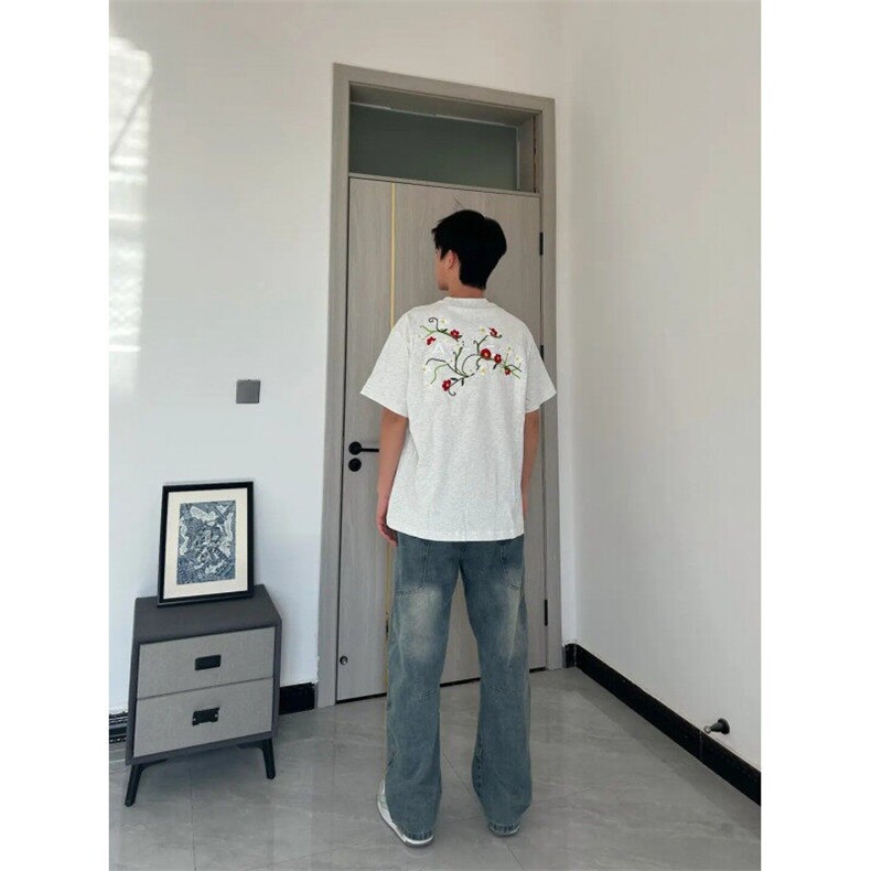 【有货】TX01ZZ-特P35美式街头潮牌藤蔓花卉刺绣cleanfit短袖T恤,男装T恤,星座1007（原301D）