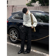 B221美式ins高街暗黑多口袋直筒工装休闲裤LK24153-P65控88，男装休闲裤，电商B221