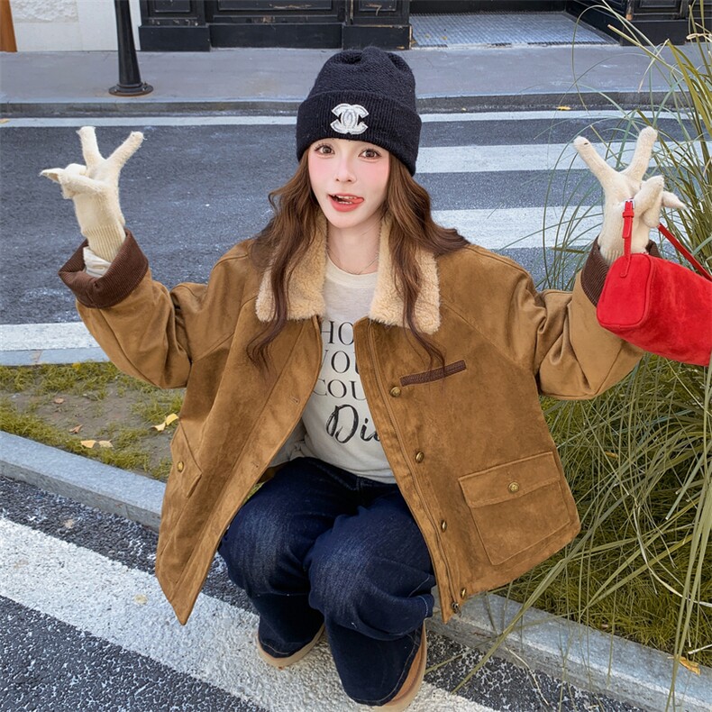 新款主推90绒内胆麂皮羽绒服2680-P275-K408,女装短外套,2C129