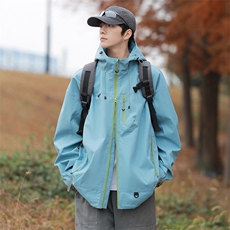 中性风户外夹克男连帽纯色上衣冲锋衣外套DSA157B-JK7870-P65，男装夹克，电商A157B
