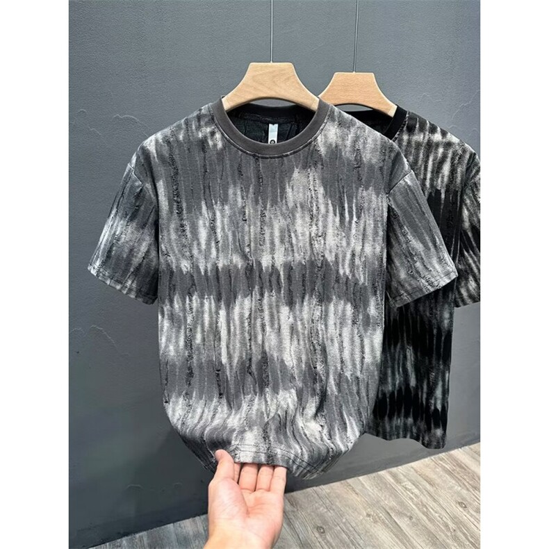 设计感~男装夏季短袖T恤潮牌渐变宽松五分袖衣服情侣装体恤上衣,男装T恤,星座1013