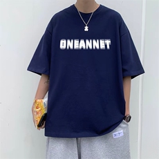 抖音得物210克现货宽松纯棉美式潮牌印花落肩袖纯棉T恤AT21140，男装T恤，电商A443
