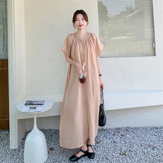 夏季韩版泡泡袖皱褶设计连衣裙5091P135K208，女装连衣裙，维壹