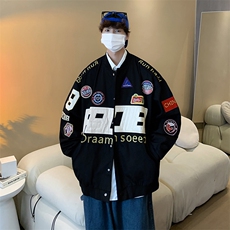 hiphop高街机车赛车服oversize美式棒球服秋季潮牌夹克W5164-P62，男装夹克，星座512-2