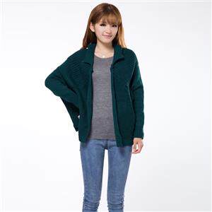 时尚宽松蝙蝠袖针织开衫女秋冬季新款韩版百搭显瘦长袖毛衣外套,女装针织衫/毛衣,雪樱依海