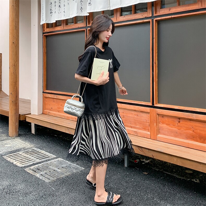 （现货）韩版宽松拼接荷叶边鱼尾T恤连衣裙88613-p115-k168图片
