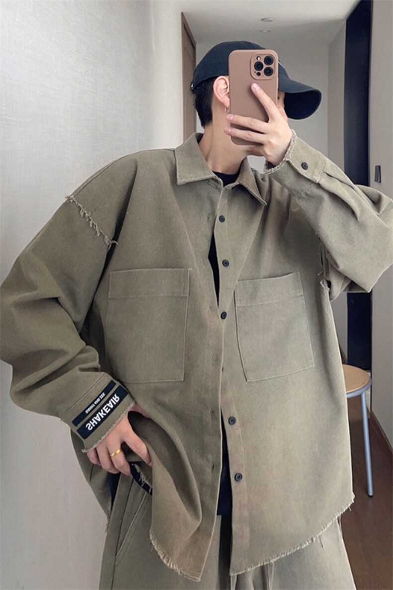 流苏牛仔外套男潮牌宽松高街痞帅设计感工装夹克JK7746特P72,男装工装外套,星座908-1