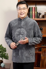 汉服老年人唐装爸爸秋冬爷爷外套夹克2024风男装YDC6007-P130，男装夹克，星座1105-3