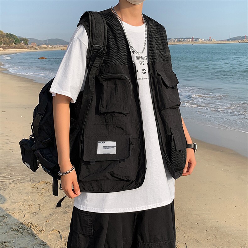 工装夹克背心男潮牌新款机能风薄款马甲ins宽松坎肩上衣W888-P40,男装背心/马甲,星座512-2