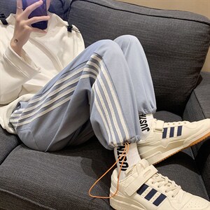 D201-DM14-P45港风条纹束脚宽松休闲裤男装运动卫裤图片