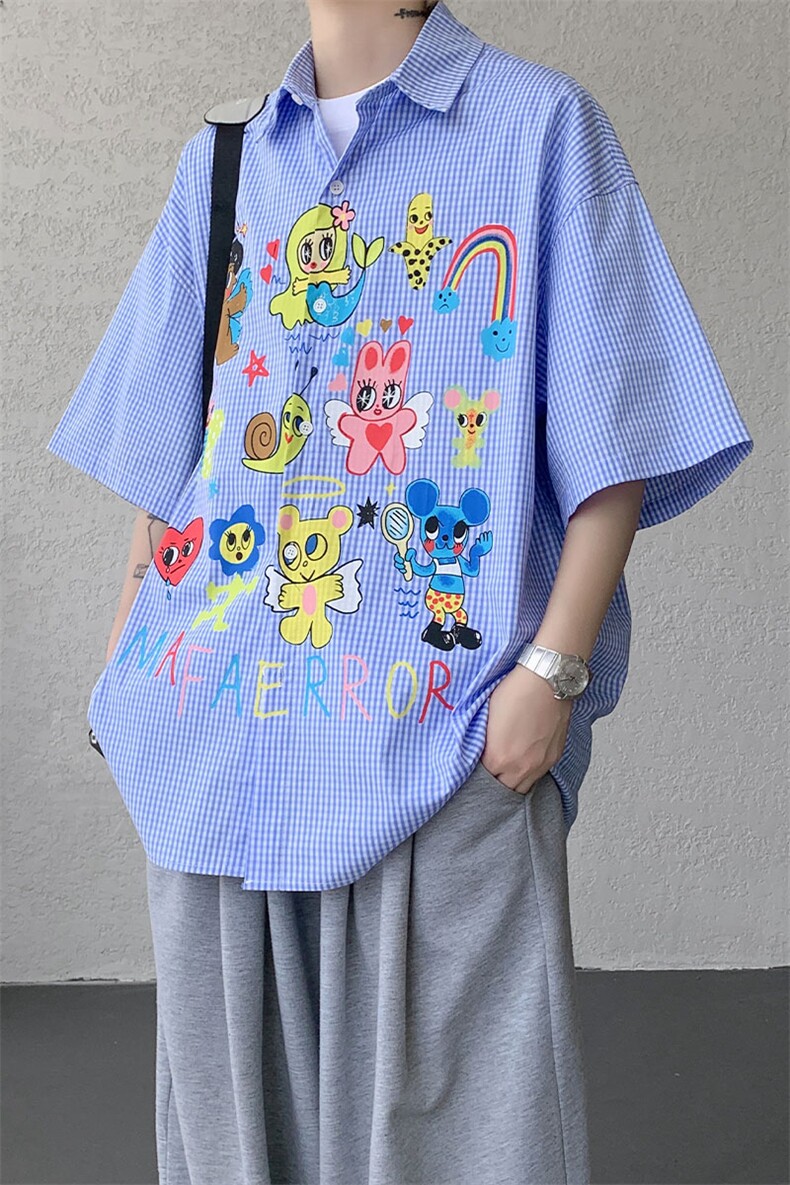 CS1128-P60控98高品质夏季新款设计感大码冰丝短袖情侣衬衫,男装T恤,电商A059