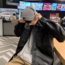 男秋季外套潮牌街头机车黑色皮衣A109P60，男装夹克，星座1116-2
