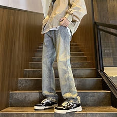 美式高街潮流拼接复古牛仔裤宽松休闲裤S2366-P60，男装牛仔裤，星座717