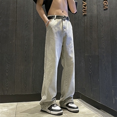 美式复古牛仔男夏潮牌美式修身高街长裤微喇裤2515p48，男装休闲裤，电商D315