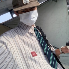 夏季美式复古日系潮流半袖设计感小众短袖条纹衬衫男女MC263-p33，男装衬衫，星座1008