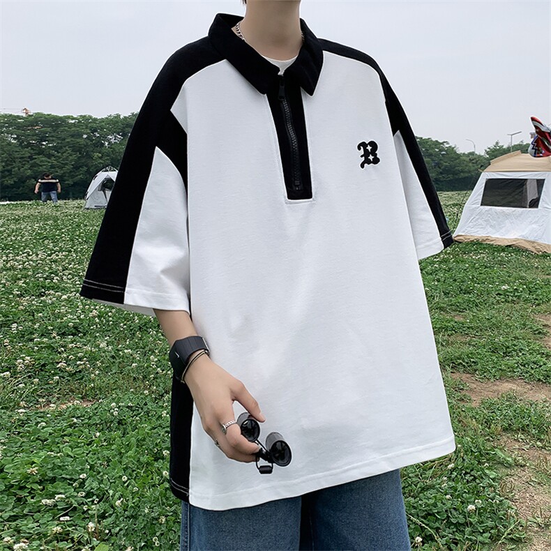 新款男慵懒潮气质潮流POLO衫青春流行夏季短袖男PL0350-P33,男装Polo衫,星座308B-2