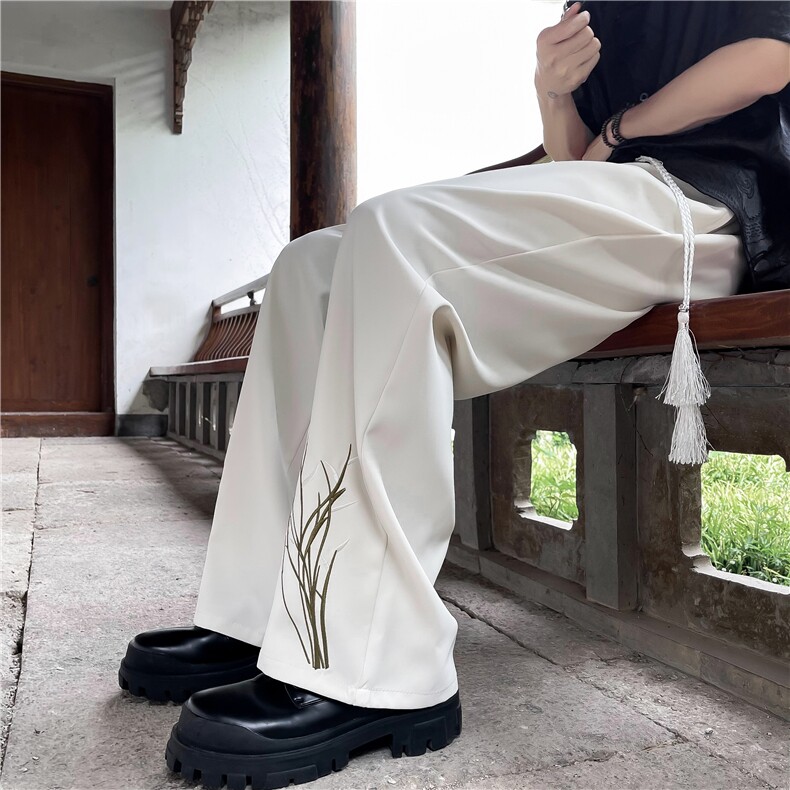 DK2838-P40风竹子刺绣夏季新款男直筒宽松休闲潮牌韩版百搭长裤,男装休闲裤,星座603-2