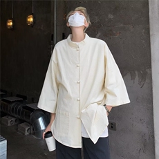 棉麻唐装衬衫男短袖港风潮流个性2023夏季文艺ins外套CY421-P38，男装衬衫，星座412-3