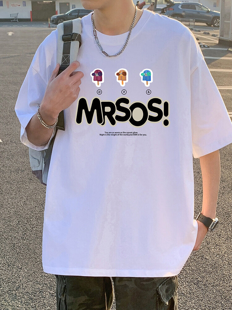 T802短袖t恤男夏季新款高街休闲纯棉体恤oversize大码宽松上衣服,男装T恤,星座304A-1