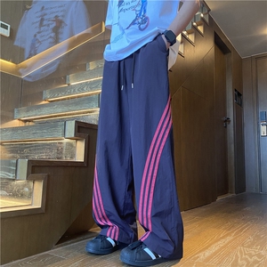 抖音品质夏季新款美式潮流条纹宽松休闲裤B315-K24240-特p30控58图片