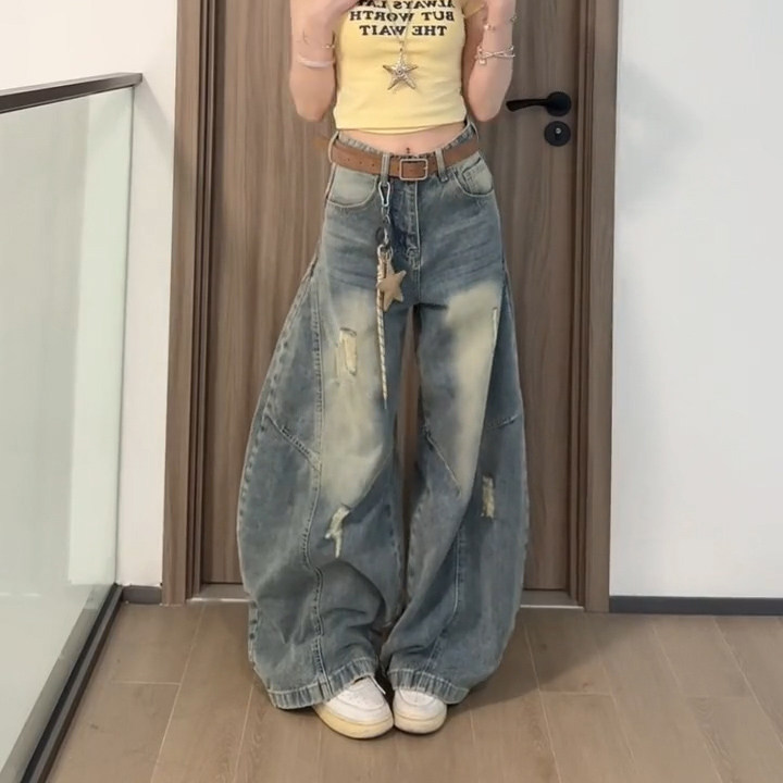 宽松牛仔裤男女同款长裤A47-P50，男装牛仔裤，电商D312