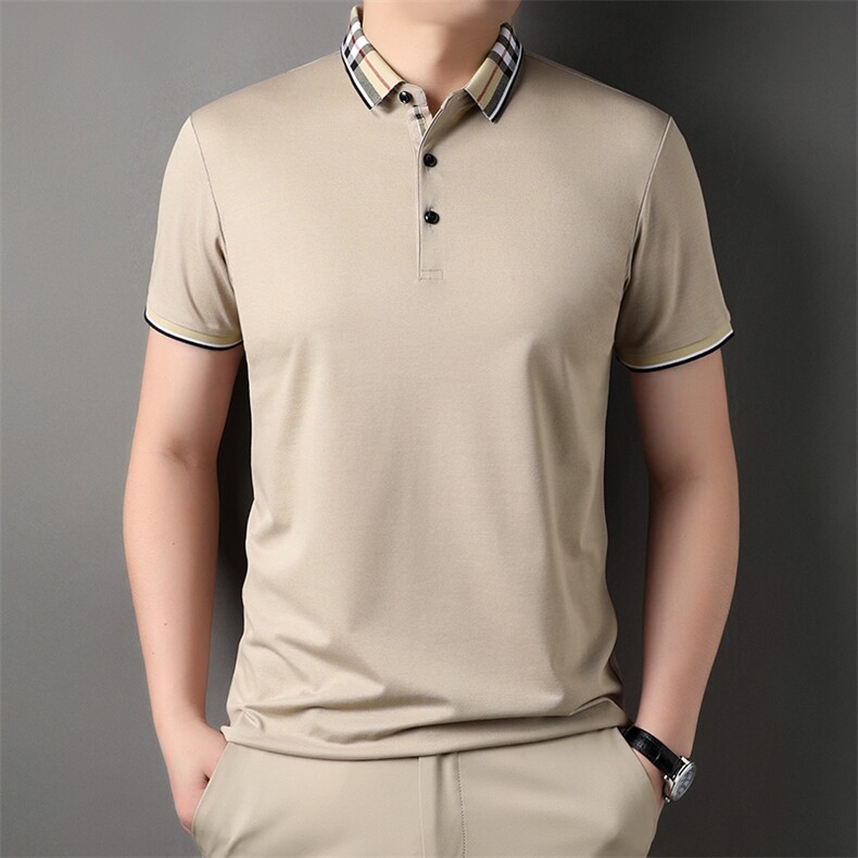 夏季保罗丅恤丝光亚麻男汗衫衣服Polo衫男士短袖商务休闲翻领半袖,男装T恤,电商B212（原钱塘6029）