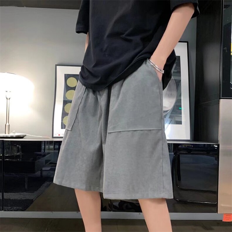 夏季男灯芯绒纯色五分裤宽松型直筒HK72P28,男装休闲裤,星座1116-2