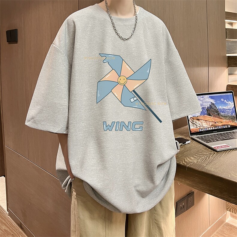 华夫格t恤男短袖男大码五分袖酒店风HT73112-P22,男装T恤,电商A040