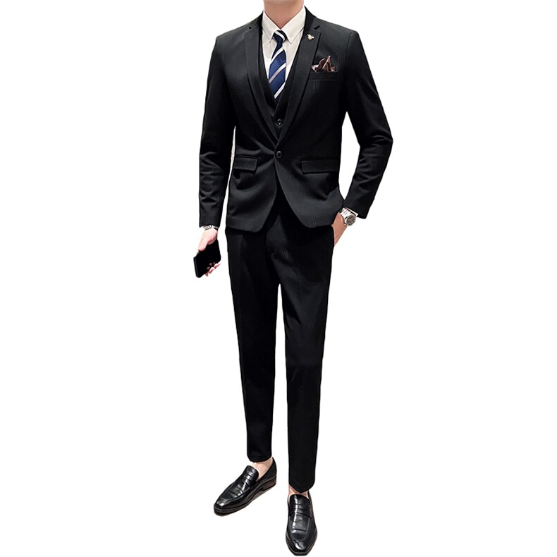 西服套装男西装男士商务休闲职业装修身新郎伴郎结婚三件套礼服潮,男装西服套装,星座505-2（原电商A260-1)