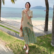 【大货已出】夏季重工艺剪花拼接T恤连衣裙2C158-8672-P135-K198，女装连衣裙，2C158