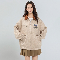 2026春季新款港风美式字母刺绣鹿皮绒棒球服夹克外套JK1407-P85，男装夹克，星座313A(原308A-2)